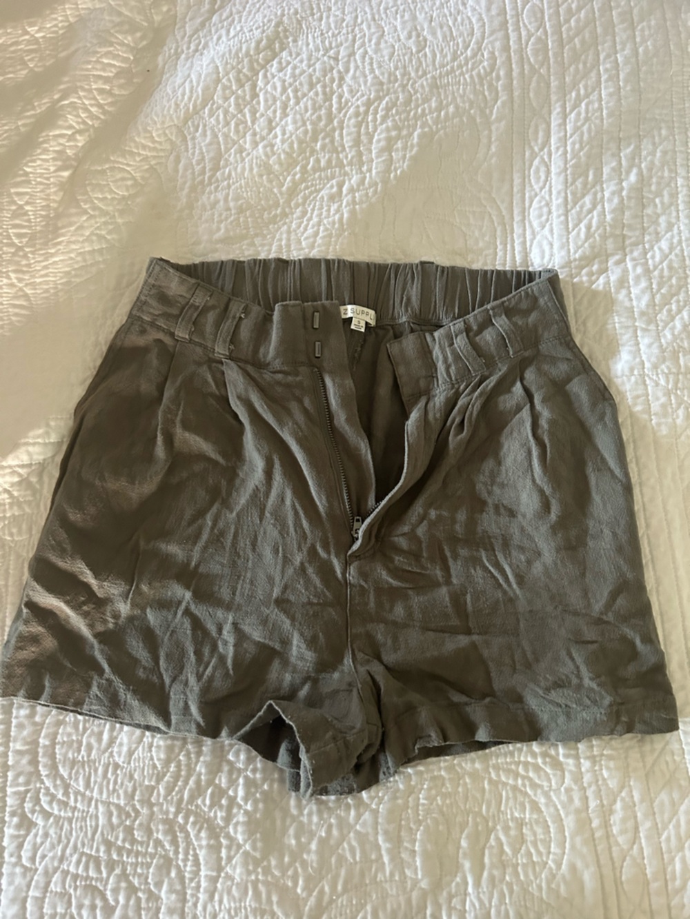 Z Supply Olive Green Pleated Shorts